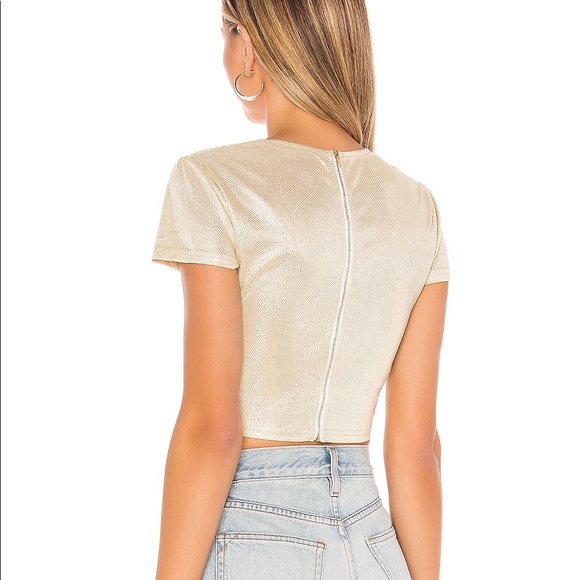 Revolve Superdown Kristin Top Gold Crystal Heart Cutout - Picture 3 of 12